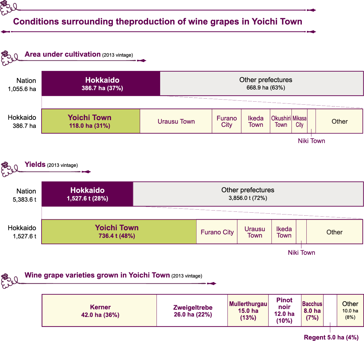 Conditions surrounding theproduction of wine grapes in Yoichi Town